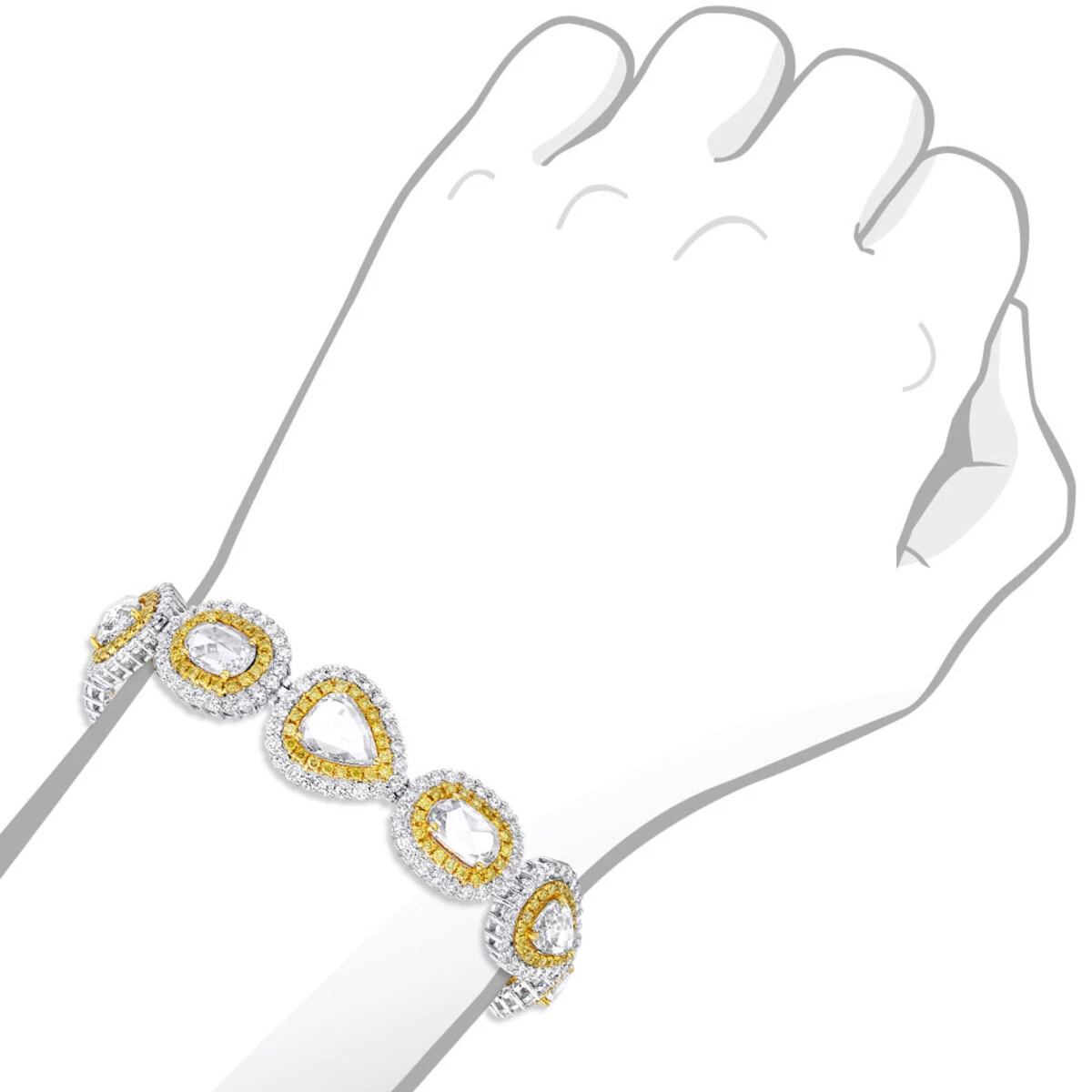 Unique High End Diamond Bracelet For Ladies 18K White Gold 20 Carats - Image 5