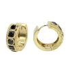 Unique Diamond Hoop Earrings Large Black Diamond Huggies 14K Yellow Gold 3ct