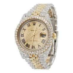 Fully Iced-Out Men's 41mm Rolex Watch 18K Gold Stailess Steel With 20.5ct Diamonds