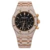 Men's Diamond Watch 18K Gold Audemars Piguet Royal Oak 41mm Black Dial 21.75ct