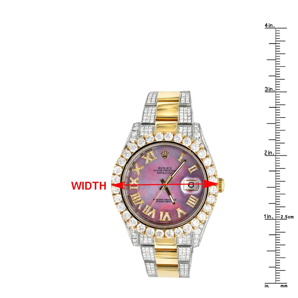 Rolex Datejust 16.5 Carat Men's Diamond Watch Gold Steel Purple MOP - Image 4