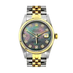 Two Tone Men's Diamond Rolex Watch 36mm Datejust Stainless Steel Gold Jubilee Bracelet