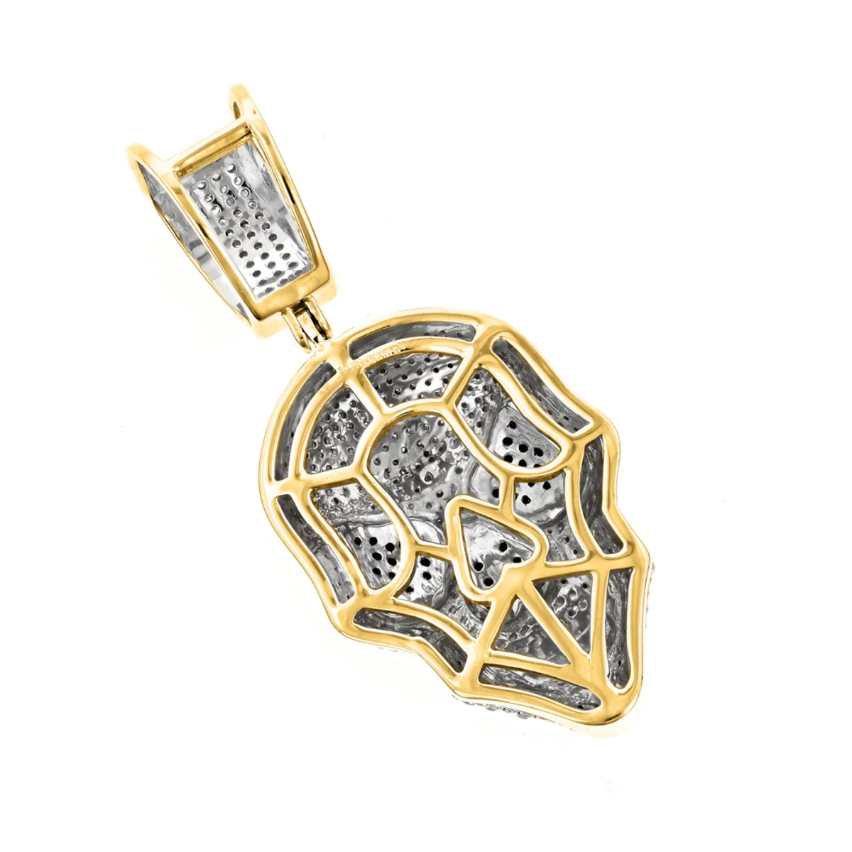 White And Black Diamond Iced Out Skull Pendant 10K Yellow Gold 0.83ct - Image 4