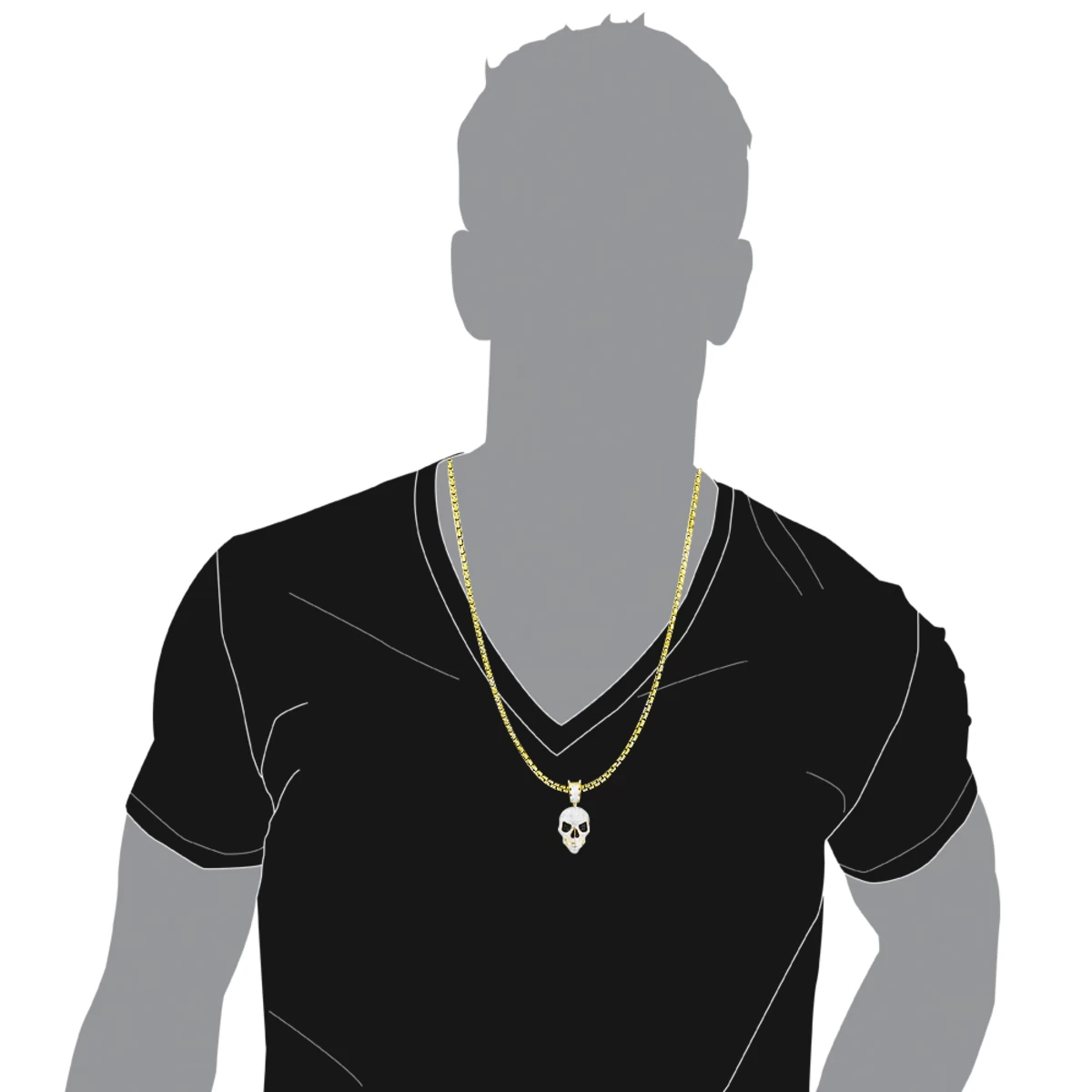 White And Black Diamond Iced Out Skull Pendant 10K Yellow Gold 0.83ct - Image 5