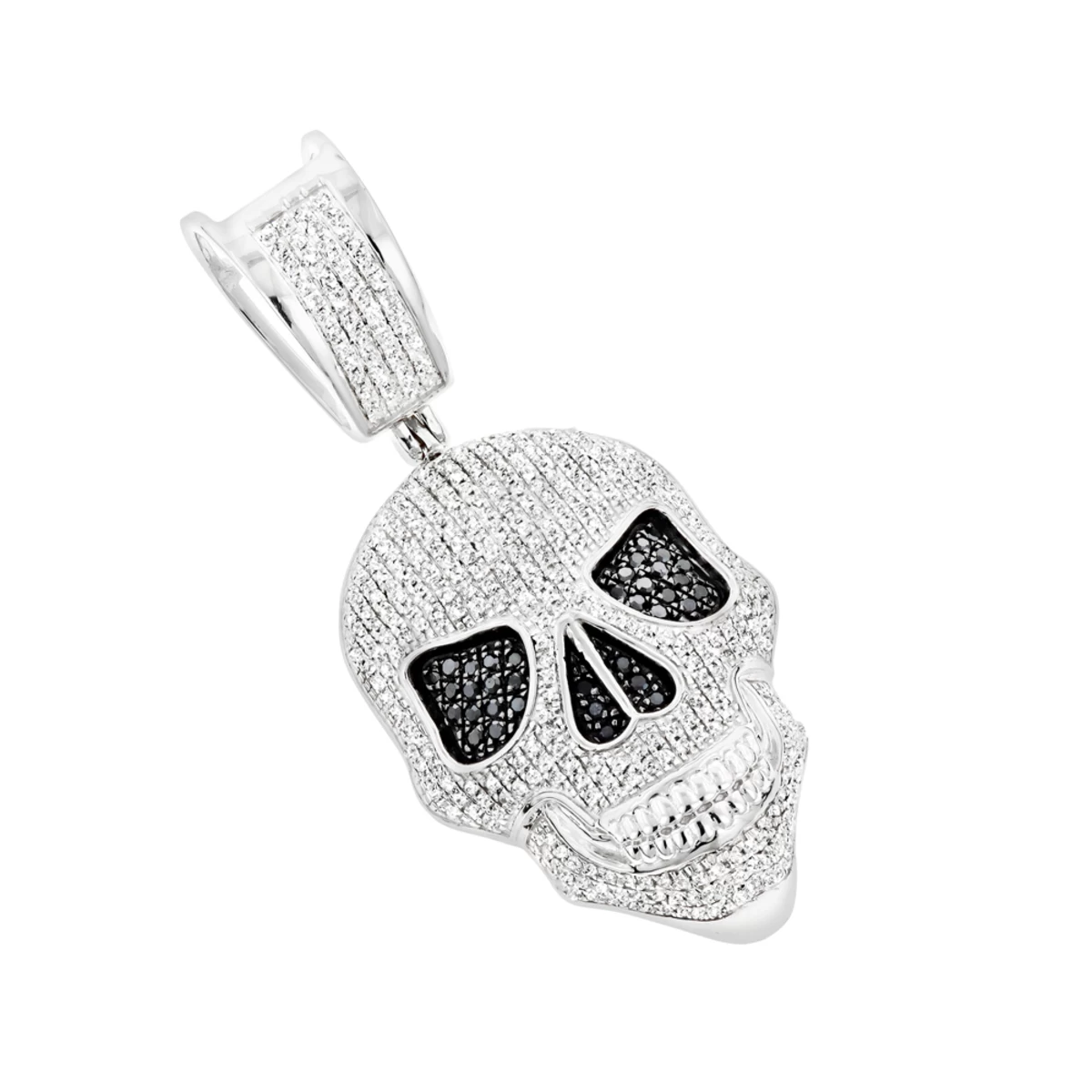 White And Black Diamond Iced Out Skull Pendant 10K Yellow Gold 0.83ct - Image 2