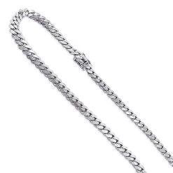 14K White Gold Miami Cuban Link Curb Chain 9.5mm 22-40in