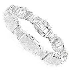 10K White Gold Diamond Bracelet For Men 3.48ct